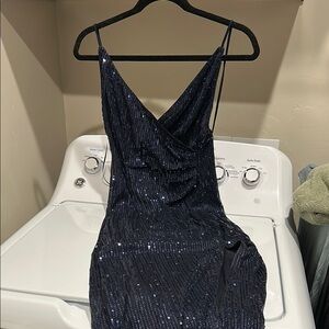 Hello Molly Navy Sequin Midi Dress
